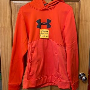 Under armour boys orange loose fit size small hoodie